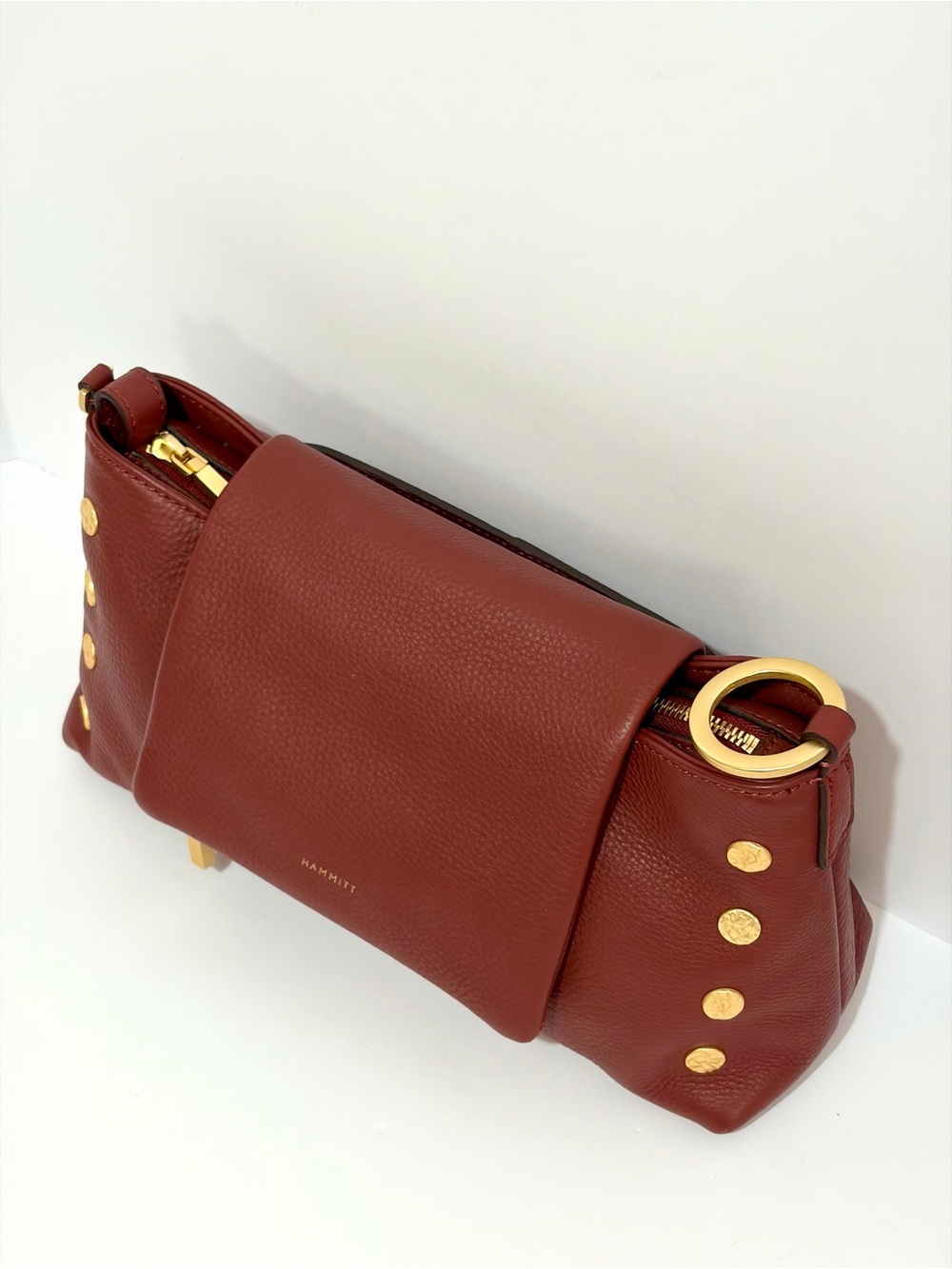 Hammitt VIP Satchel In Pomodoro Red/Brushed Gold/Hammered Rivets. Like 🆕 - Picture 9 of 16